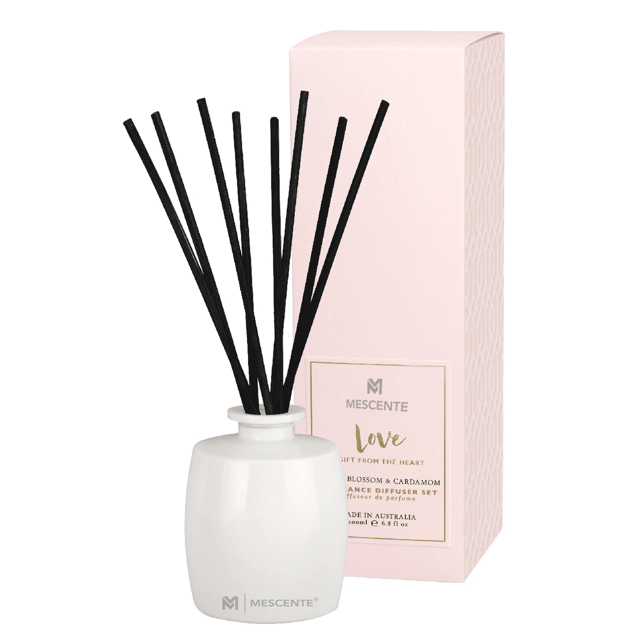 Veľká sklenená fľaša M&Scent Home Essentials Aroma trstinový difuzér darčeková sada s ratanovými tyčinkami