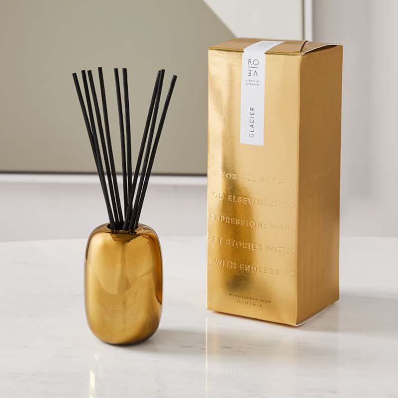 Amazon Luxury Custom Gold Print Logo Darčeková súprava s vôňou na sviečky zo sójového vosku z čierneho skla