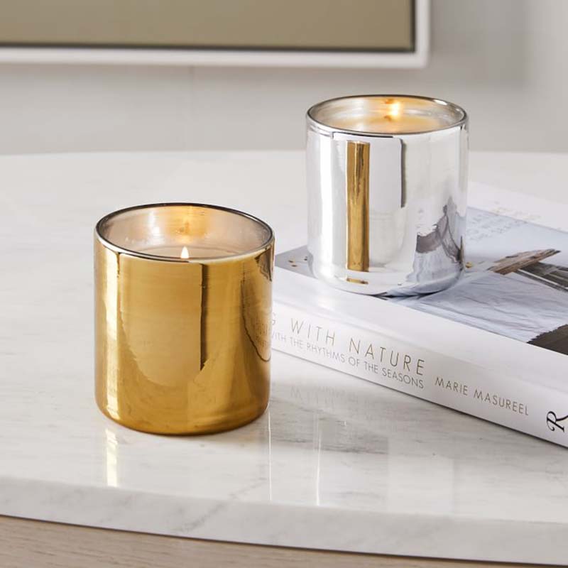 Amazon Luxury Custom Gold Print Logo Darčeková súprava s vôňou na sviečky zo sójového vosku z čierneho skla