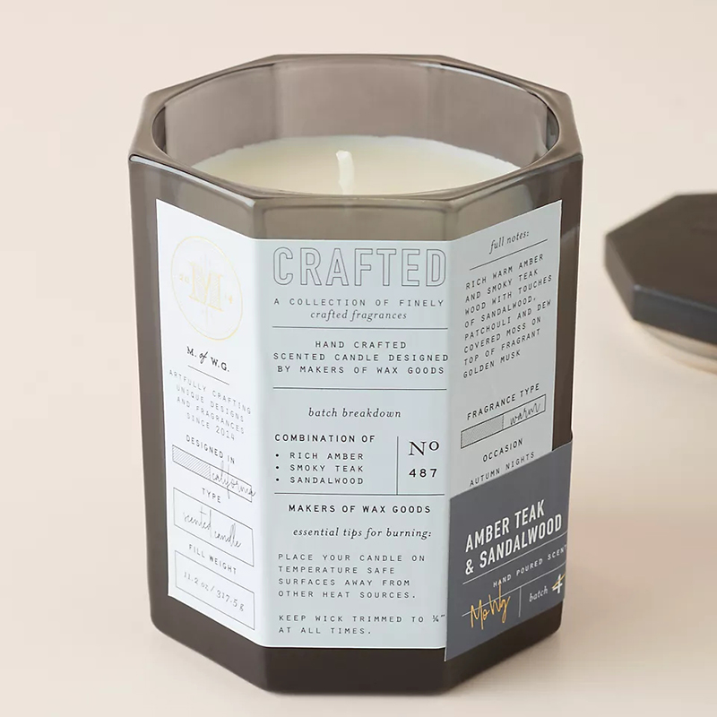 M&Scent Custom Luxus Drevené viečko Nádoba z bavlneného knôtového skla Zmes sójového vosku Jesenná vyrobená sklenená sviečka