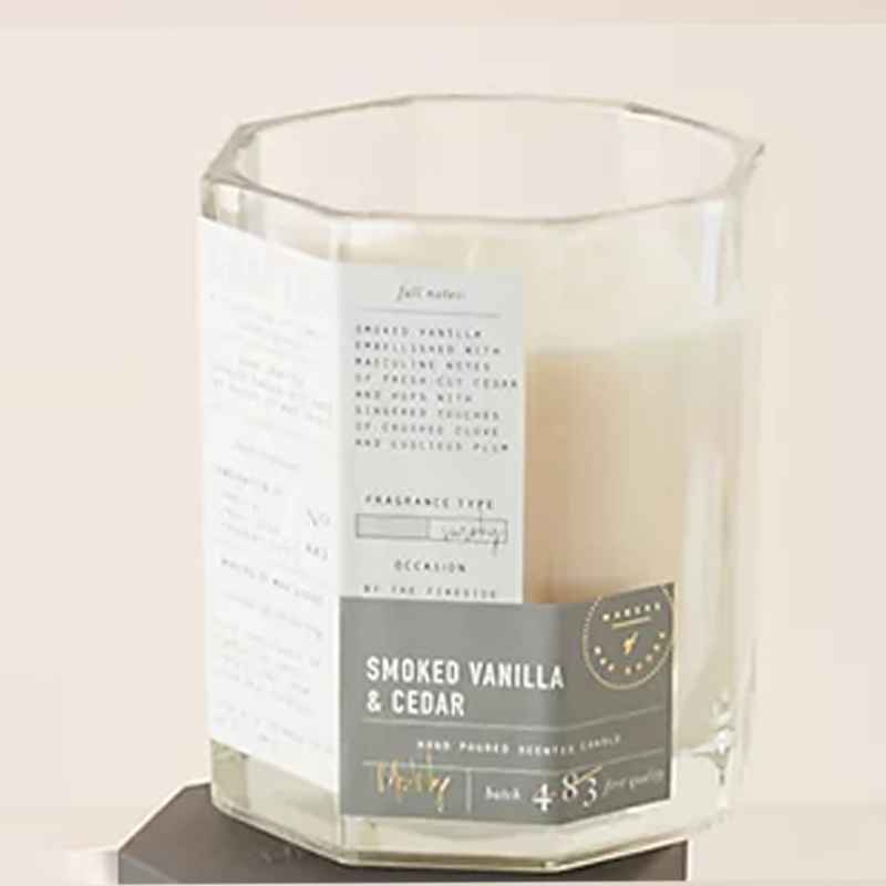 M&Scent Custom Luxus Drevené viečko Nádoba z bavlneného knôtového skla Zmes sójového vosku Jesenná vyrobená sklenená sviečka