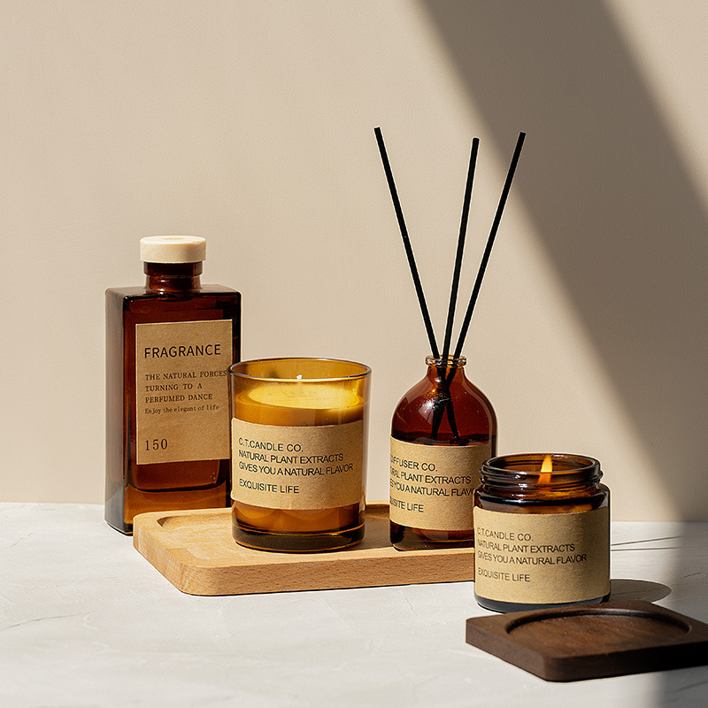Luxusný dekoračný domáci trstinový difuzér M&Scent a sada vonných sviečok s krabičkovým balením