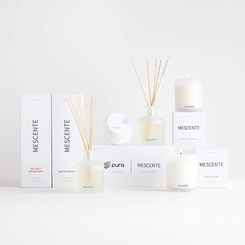 M&Scent luxusná privátna značka fialová farba aróma trstinový difuzér darčeková sada s krabičkou