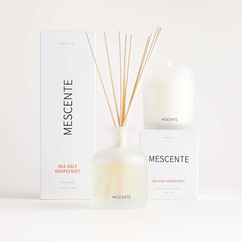 M&Scent luxusná privátna značka fialová farba aróma trstinový difuzér darčeková sada s krabičkou