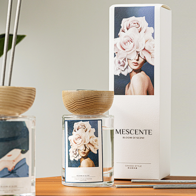 M&Scent veľkoobchodná súprava rákosových difúzorov zo sklenených fliaš privátnej značky so zátkou