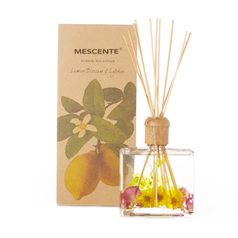 Veľkoobchodný vysokokvalitný luxusný vlastný štítok Flower Sola Wood Aroma trstinový difúzor s krabičkou