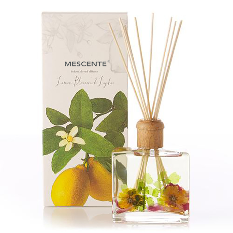 Veľkoobchodný vysokokvalitný luxusný vlastný štítok Flower Sola Wood Aroma trstinový difúzor s krabičkou