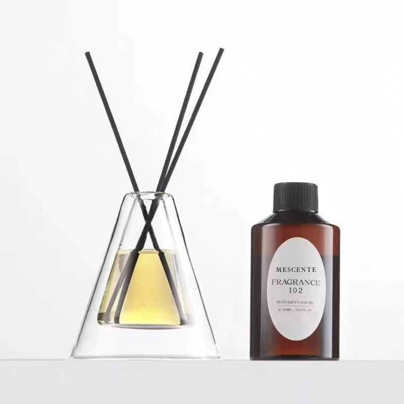 Vlastná veľká Hex Essenza Jedinečná sklenená fľaša Biela matná Extra Air Aroma Trstinový difuzér Domáca vôňa, trstinové difuzéry Vianoce