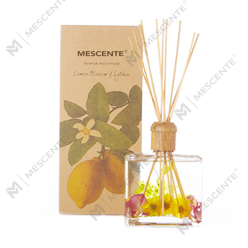 Veľkoobchodný vysokokvalitný luxusný vlastný štítok Flower Sola Wood Aroma trstinový difúzor s krabičkou