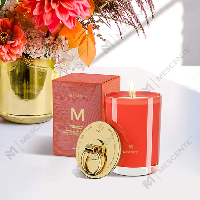 Luxusné svadobné vonné sviečky s logom M&Scent v bielom sójovom vosku, táborová sviečka na mieru