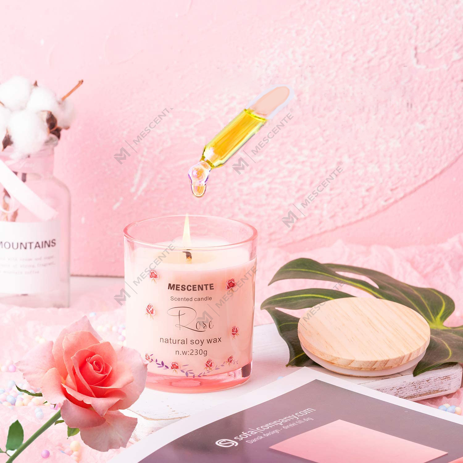 Ručne vyrábaný luxusný sklenený držiak M&Scent Duchovná keramika Stĺpik s vôňou vanilky s kryštálmi