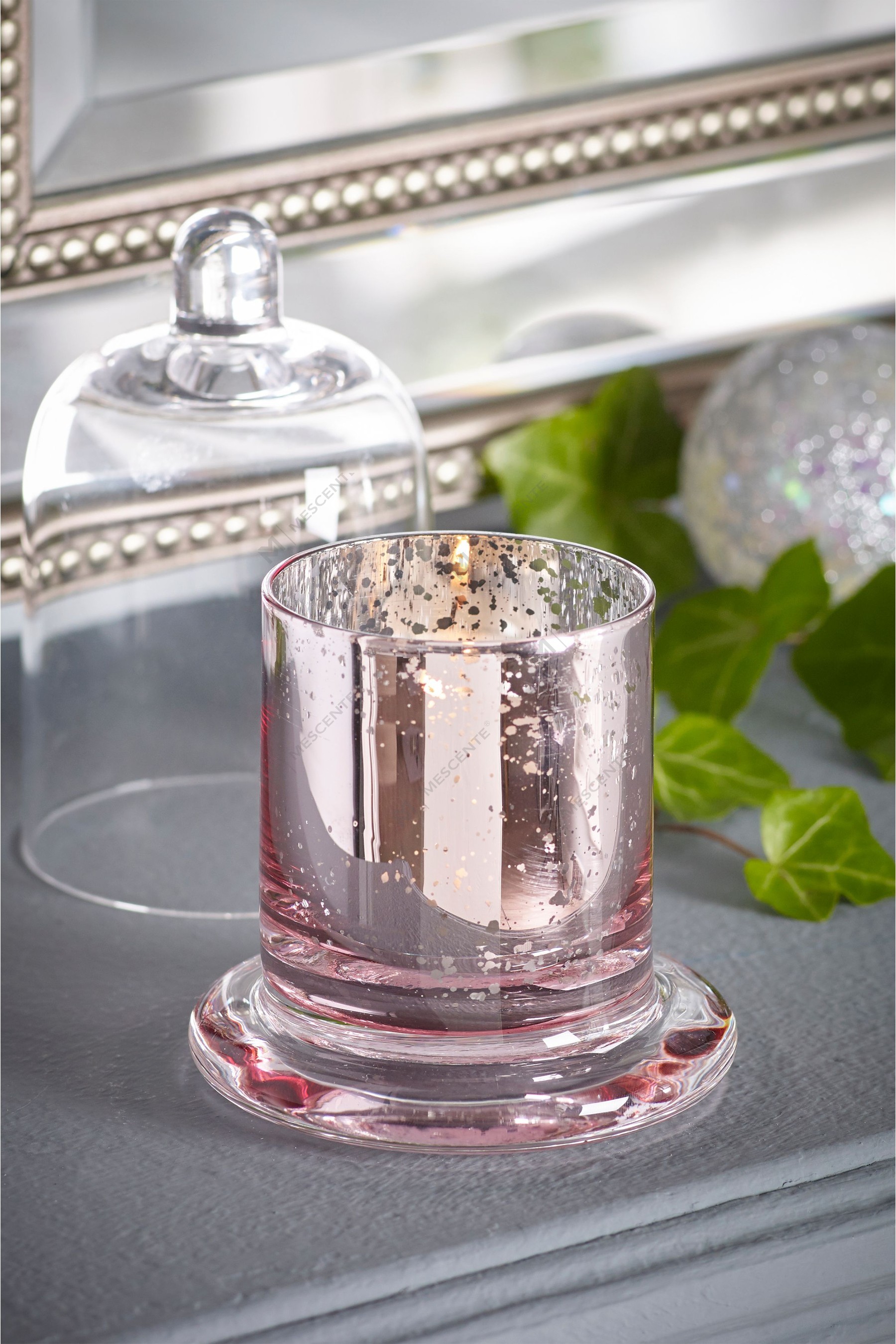 Mescente Luxury Silver klenutý kryt Scented Candle candle sklenená kupola Zaváracie poháre