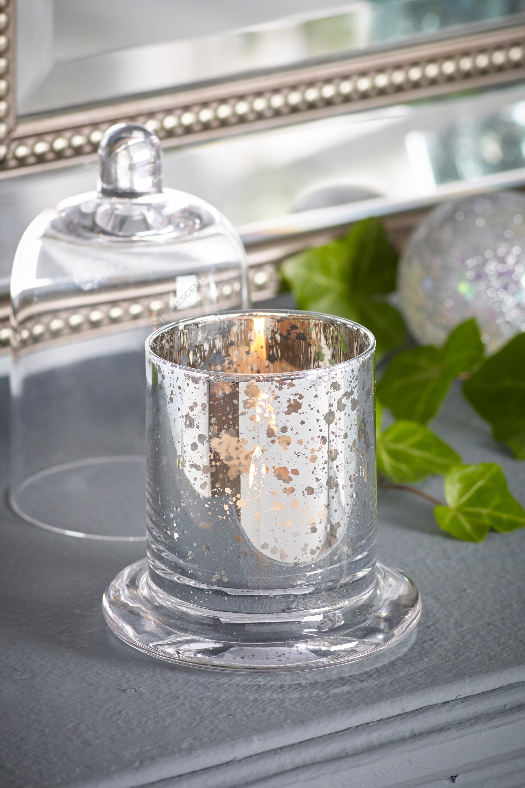 Mescente Luxury Silver klenutý kryt Scented Candle candle sklenená kupola Zaváracie poháre