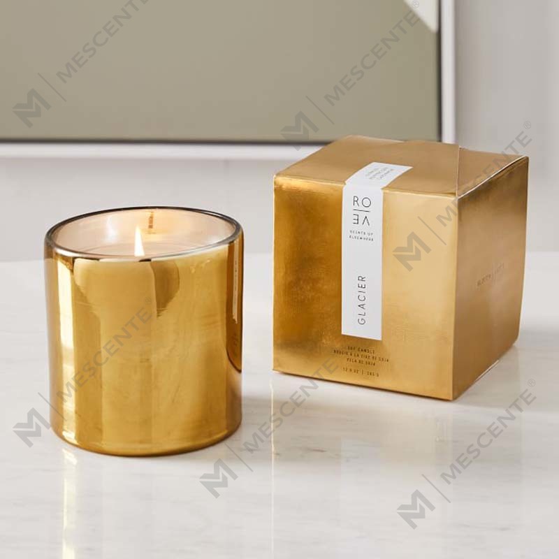 Amazon Luxury Custom Gold Print Logo Darčeková súprava s vôňou na sviečky zo sójového vosku z čierneho skla