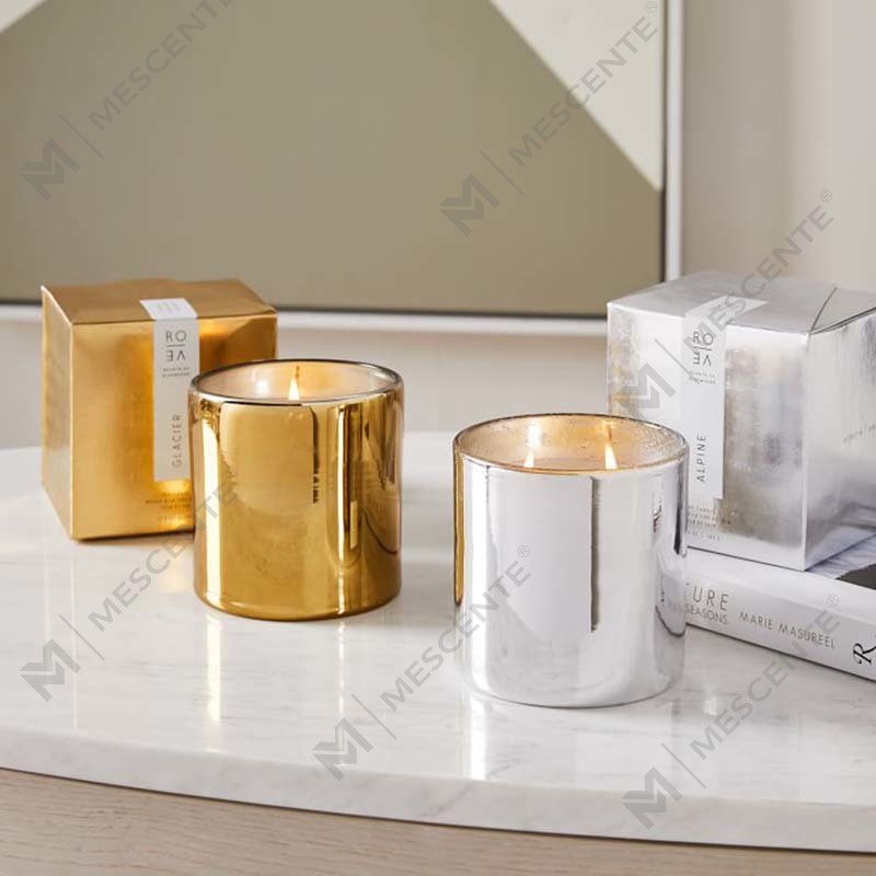 Amazon Luxury Custom Gold Print Logo Darčeková súprava s vôňou na sviečky zo sójového vosku z čierneho skla