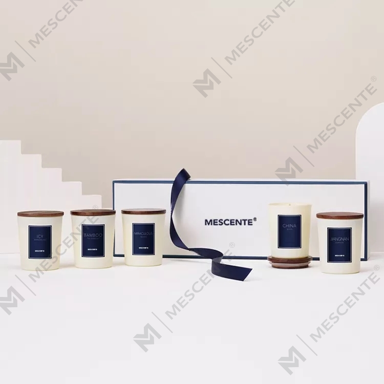 M&scent veľkoobchod privátna značka vonné olejové vonné sviečky luxusné s viečkom, aromaterapeutická sviečka