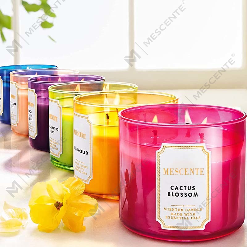 M&Scent ručne vyrábané 3 knôty s prírodným jazmínom s vôňou sójového vosku ako darček, Aromaterapeutické krištáľové sviečky súkromnej značky
