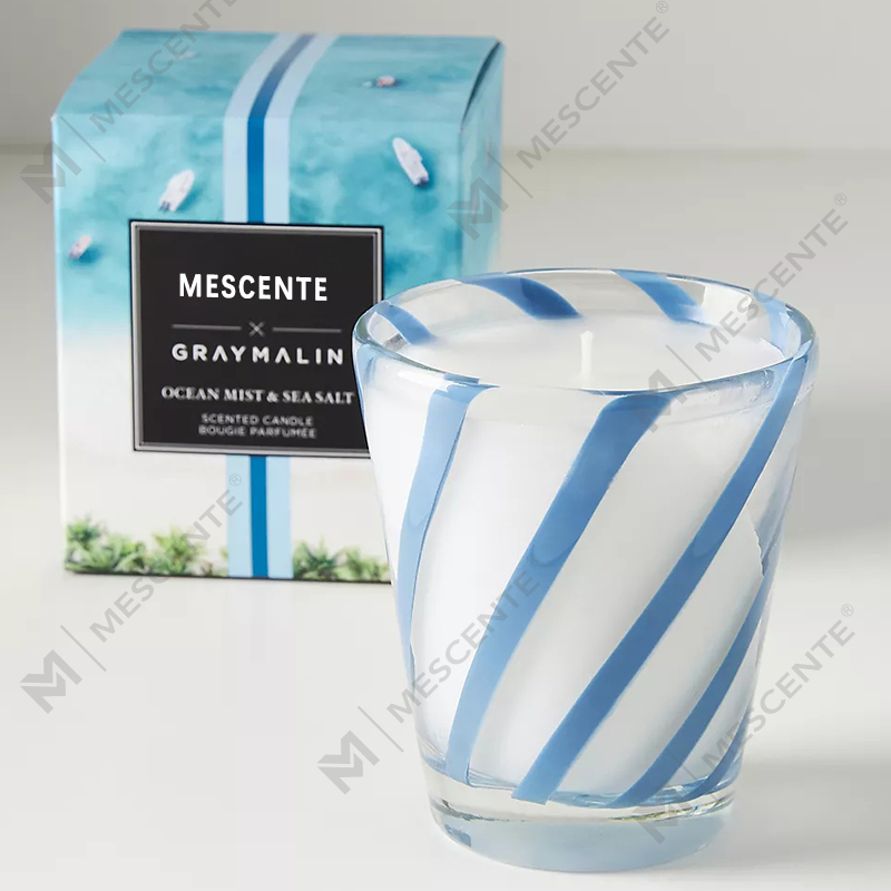 Luxusné svadobné vonné sviečky s logom M&Scent v bielom sójovom vosku