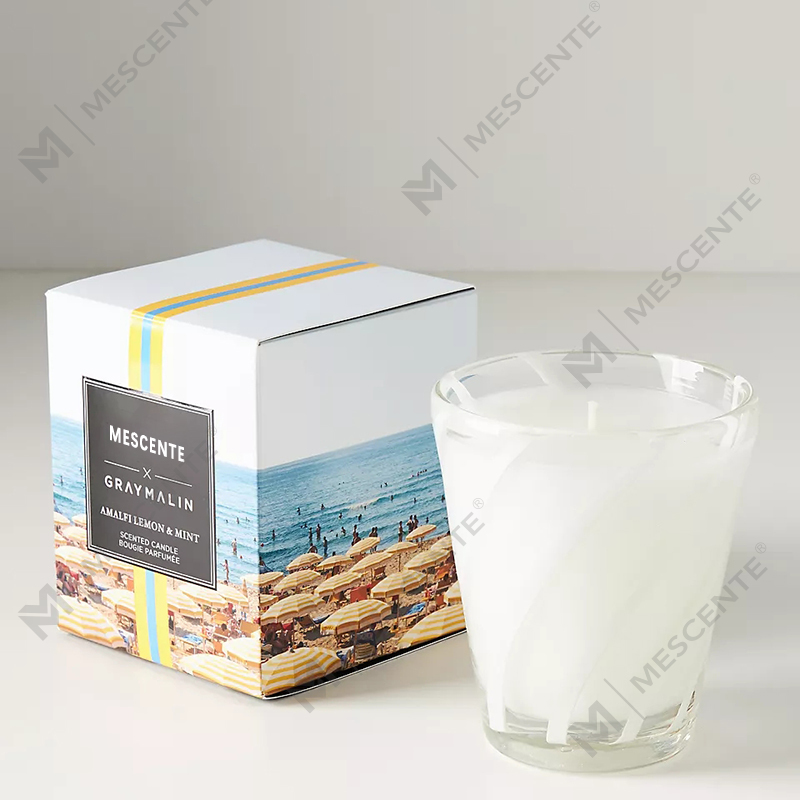 Luxusné svadobné vonné sviečky s logom M&Scent v bielom sójovom vosku