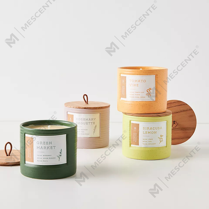 M&Scent Private Label farebné keramické nádoby Elegantné sviečky s vôňou sójového vosku
