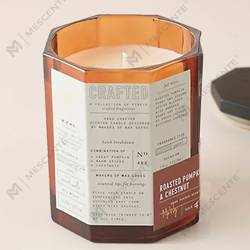 M&Scent Custom Luxus Drevené viečko Sklenená nádoba z bavlneného knôtu Zmes sójového vosku Jesenná vyrobená sklenená sviečka