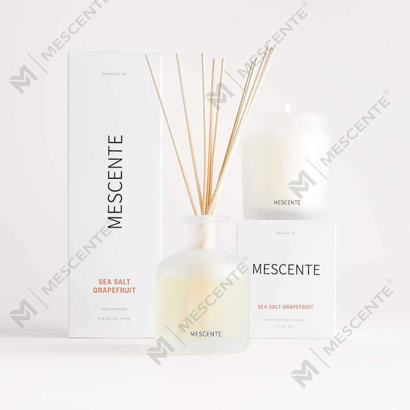 M&Scent luxusná privátna značka fialová farba aróma trstinový difuzér darčeková sada s krabičkou